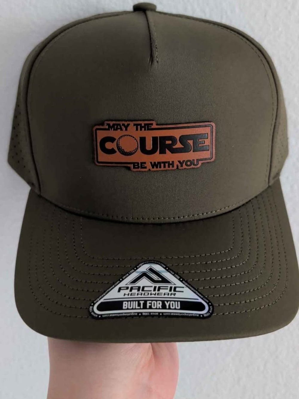 Pacific Headwear Olive Trucker Hat - "May The Course Be With You"